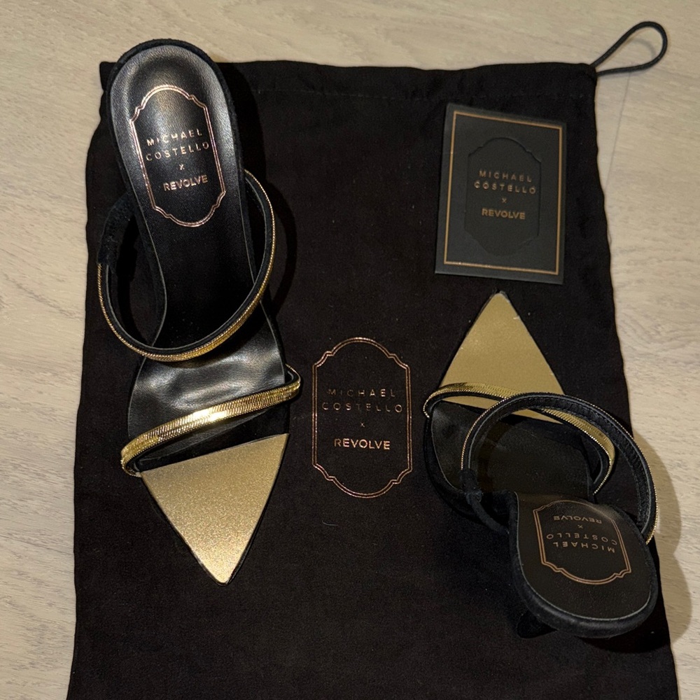 Michael Costello Elegant Black and Gold Heels